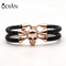 Luxury Men Jewelry Supplier Genuine Stingray Bracelet Designs ,Double strand stingray leather rope bracelet