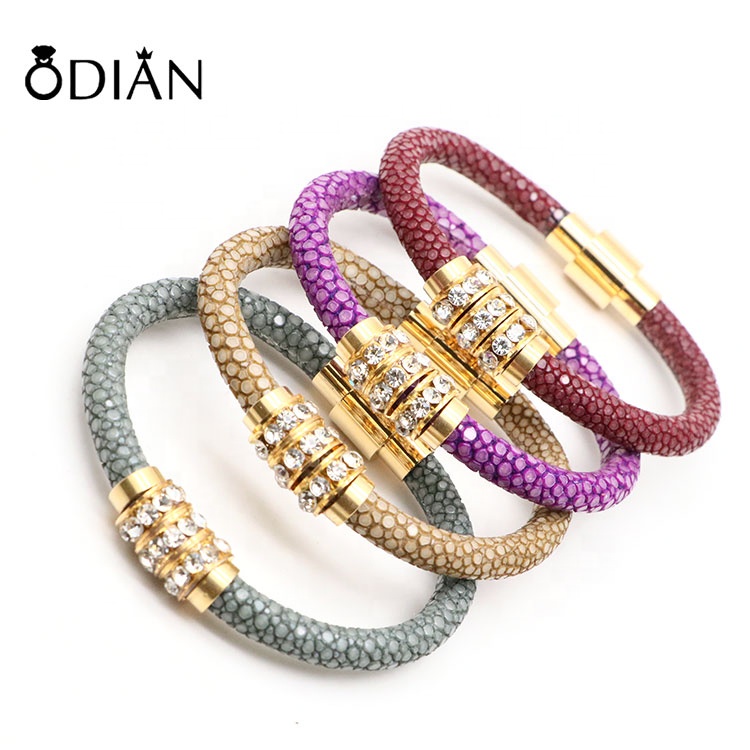 2020 Odian Jewelry Luxury Men Women Accessories Stingray Leather Stainless Steel Magnetic Bracelet Quartz bracelet