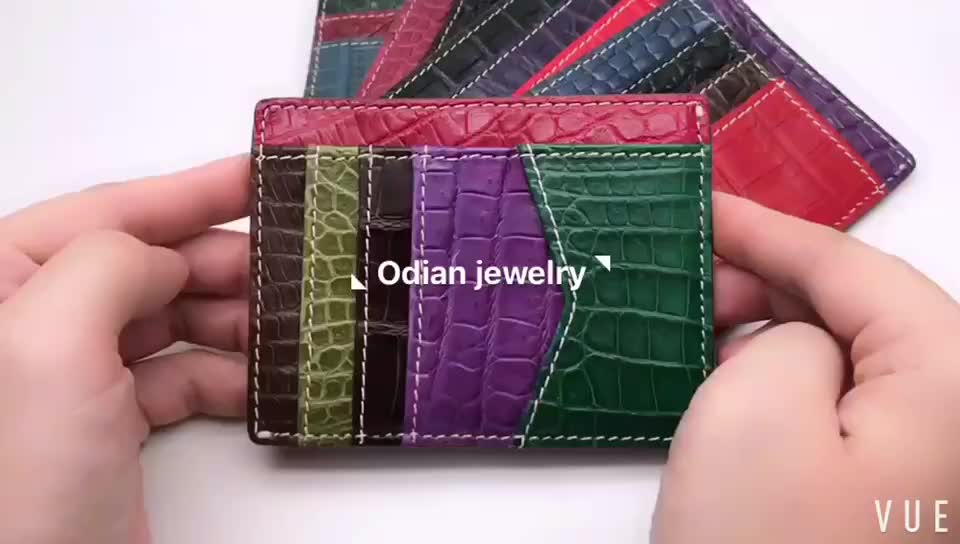 Wholesale custom embossed crocodile leather credit card holder wallet business card holders