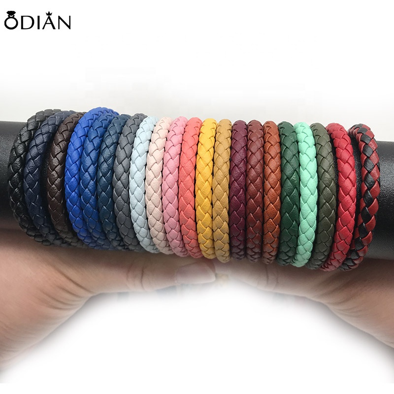 Odian Jewelry Wholesale Fashion Italian Genuine Cowhide Round Braided Leather Cord For Bracelet Making