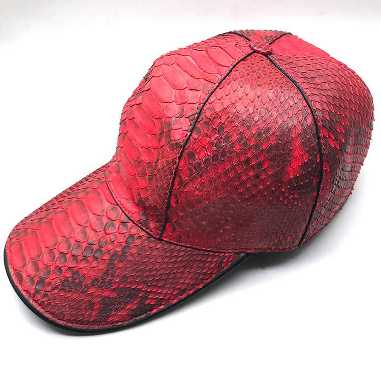 Odian Jewelry High Quality Luxury market Genuine Python Skin Leather Baseball sport hat leather adjustable hat