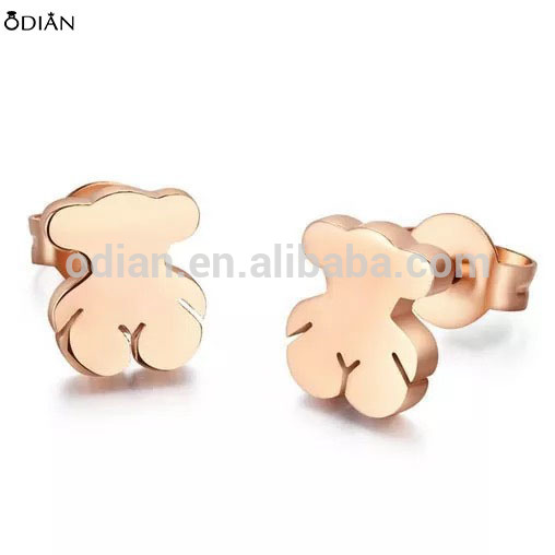 316 stainless steel bear stud earring bear earring plated rose gold and gold