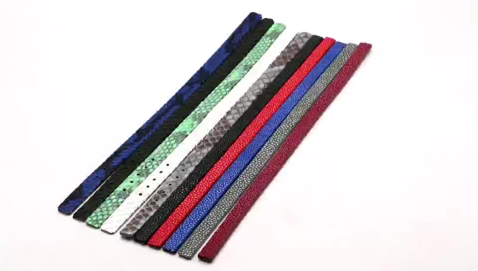 Fashion black Stingray and python leather rope, multi-color mixed leather rope, flat leather rope