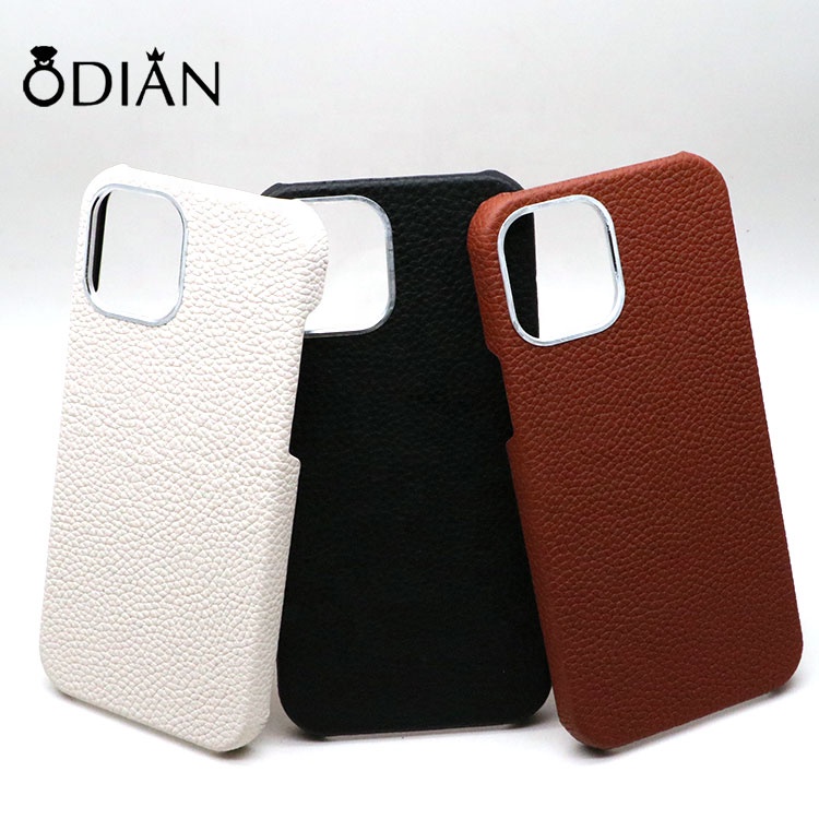 Luxury Cowhide Real Leather Litchi Pattern Camera Protective Mobile Phone Case Cover For Apple Iphone 11 12 Pro Max Phones