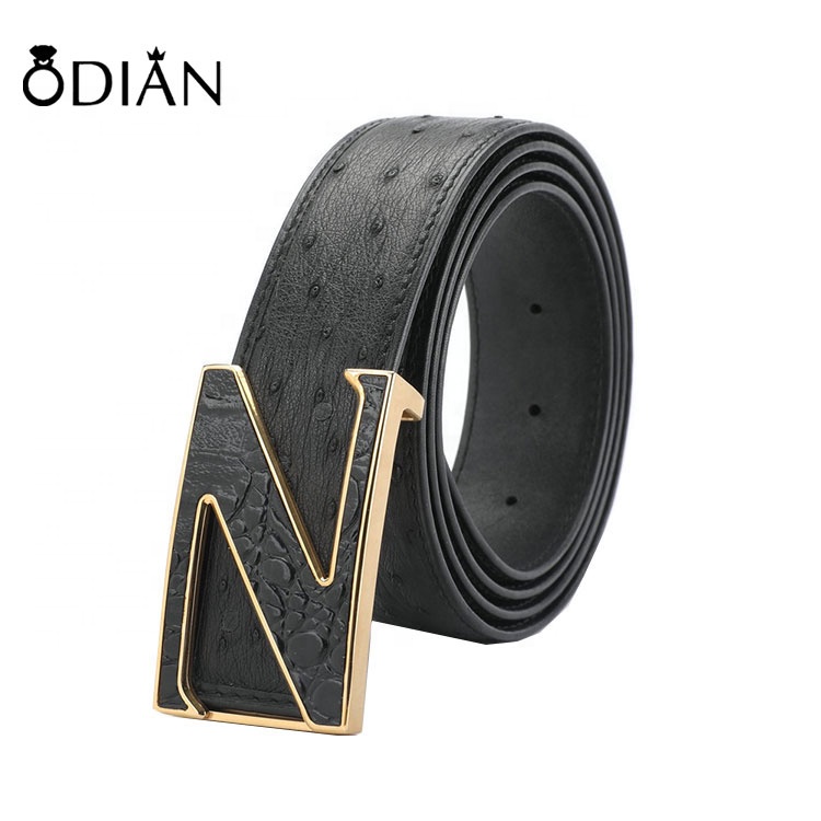 Real ostrich leather belt, replaceable belt buckle, a variety of styles to choose from