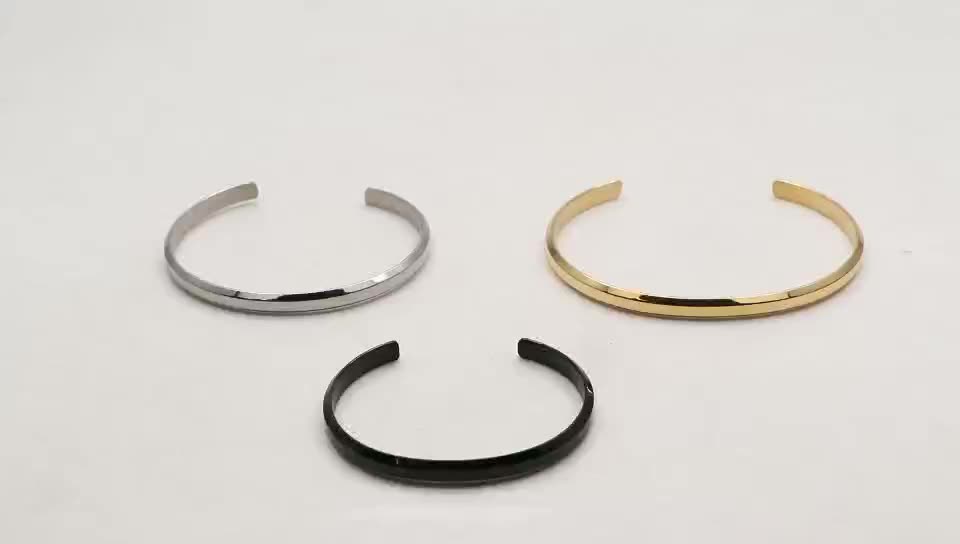Hot Selling Fashion Minimalist 316L Stainless Steel Bangle three sides Cuff Bracelets