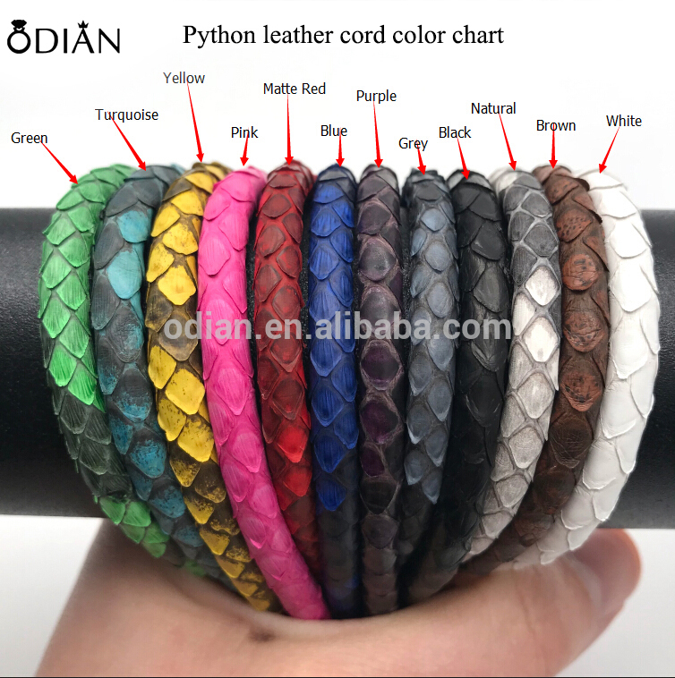 Factory Supply Promotional 4mm Round Genuine Stingray python Leather Cord Wholesale