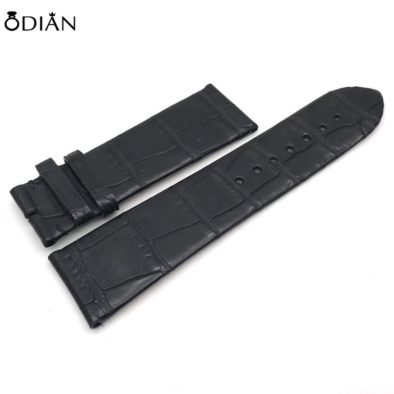 Odian Jewelry genuine alligator crocodile flat watch strap Handmade Genuine crocodile Skin Leather Watch Band strap