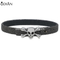 luxury genuine stingray leather belt bracelet with 925 sterling silver skull clasp bracelet
