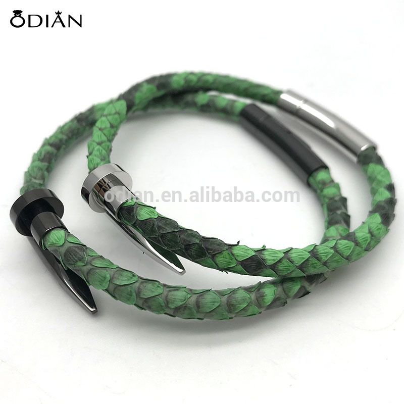 Stainless Steel Cuff Stingray Leather cord