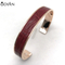 Latest Fashionable Lady Stainless Steel Band inlaid crocodile leather match with watch