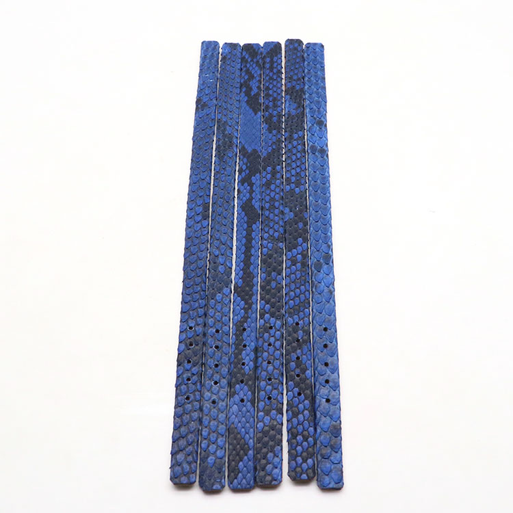 Luxury blue stingray and Python flat leather rope, variety of colors rope, 10mm wide flat leather rope