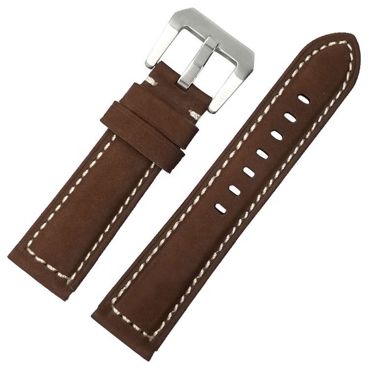 Custom Logo Wholesale Western Replacement Vintage Buckle Smart Watch Wristband Genuine Calf Leather Padded Watch Band Strap