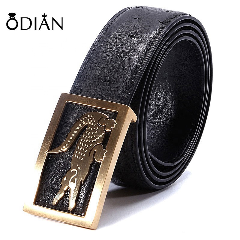 Luxury real ostrich skin leather belt, handmade leather belt