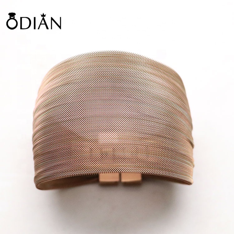 Fashion High Polished Stainless Steel Mesh Cuff Bangle Bracelet for Women,various colors are available