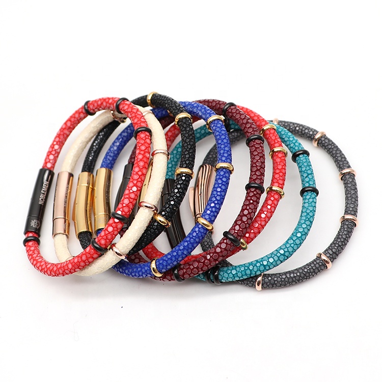 Custom Multicolor Fashion Stainless Steel Leather Bracelet For Men,Customized private logo